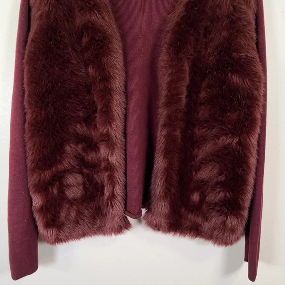 Banana Republic Faux Fur Burgundy Open Cardigan - Picture 7 of 16